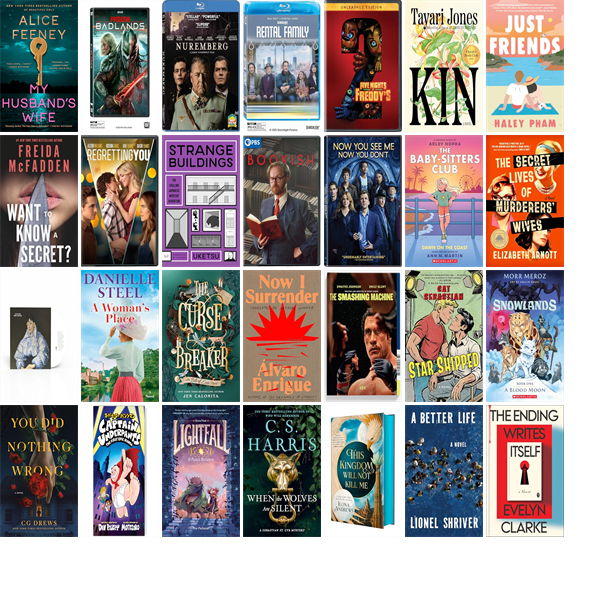 MaynardLibrary's tweet photo. This week the Maynard Public Library has 106 new books, eight new movies, and one new music CD.  New items include This Story Might Save Your Life, My Husband's Wife, It's Not Her, Predator, Nuremberg, Strangers, and Rental Family. https://t.co/uOvBGTwcZo https://t.co/0QZrc5hnzd