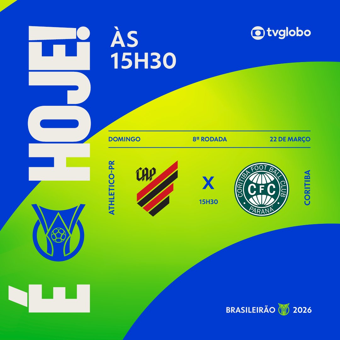 tvglobo's tweet photo. O retorno do Athletiba na Série A do Brasileirão. Preciso dizer mais alguma coisa? O clima é quente! Clássico no Sul! Vem que é daqui a pouco, a partir de 15h30 ao vivo na Globo! 

#Brasileirão #FutebolNaGlobo  #CAPXCOR https://t.co/509279ffA6