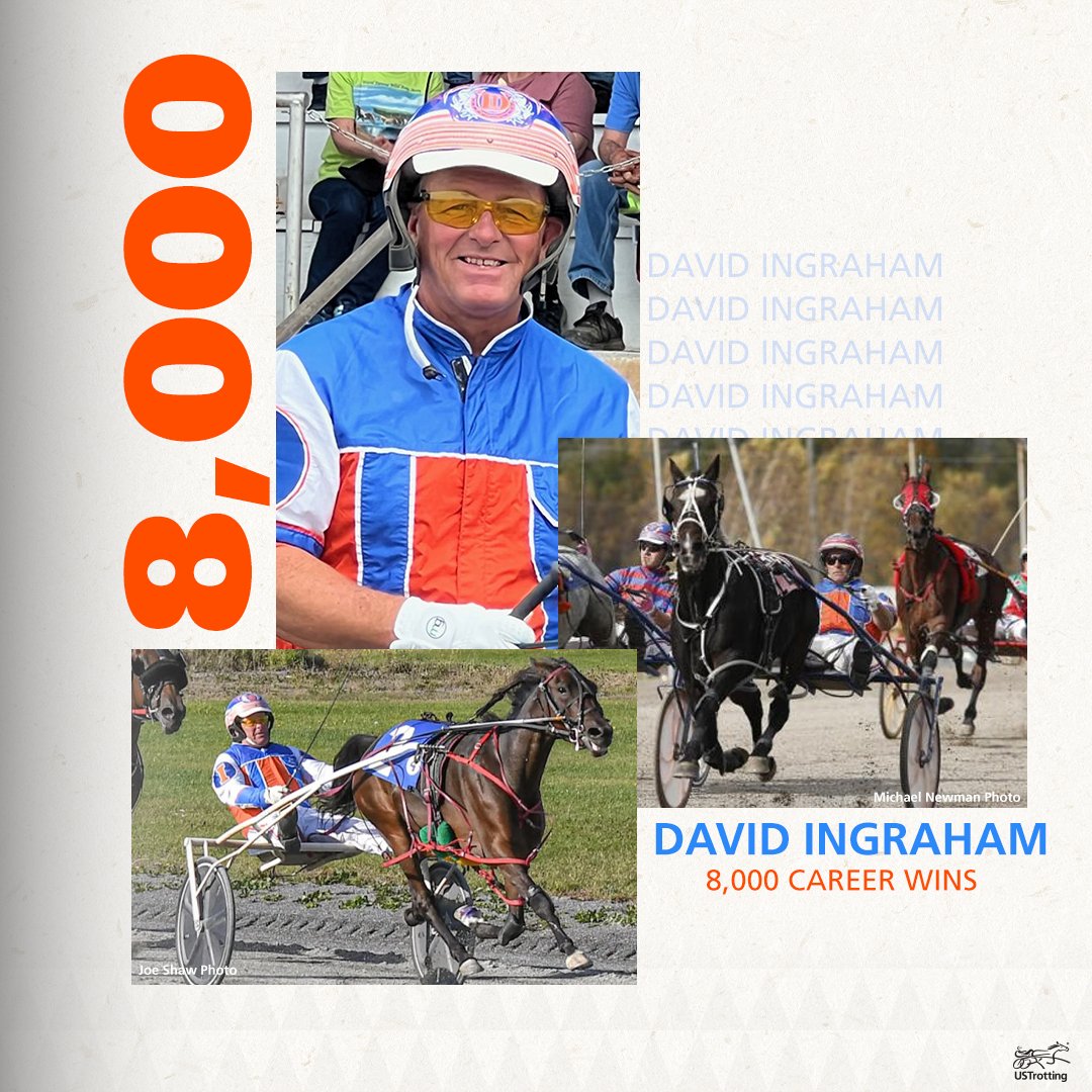 USTrotting's tweet image. Congratulations to driver David Ingraham on his 8,000th career driving win at Cumberland Raceway on Saturday. 

#harnessracing #milestones