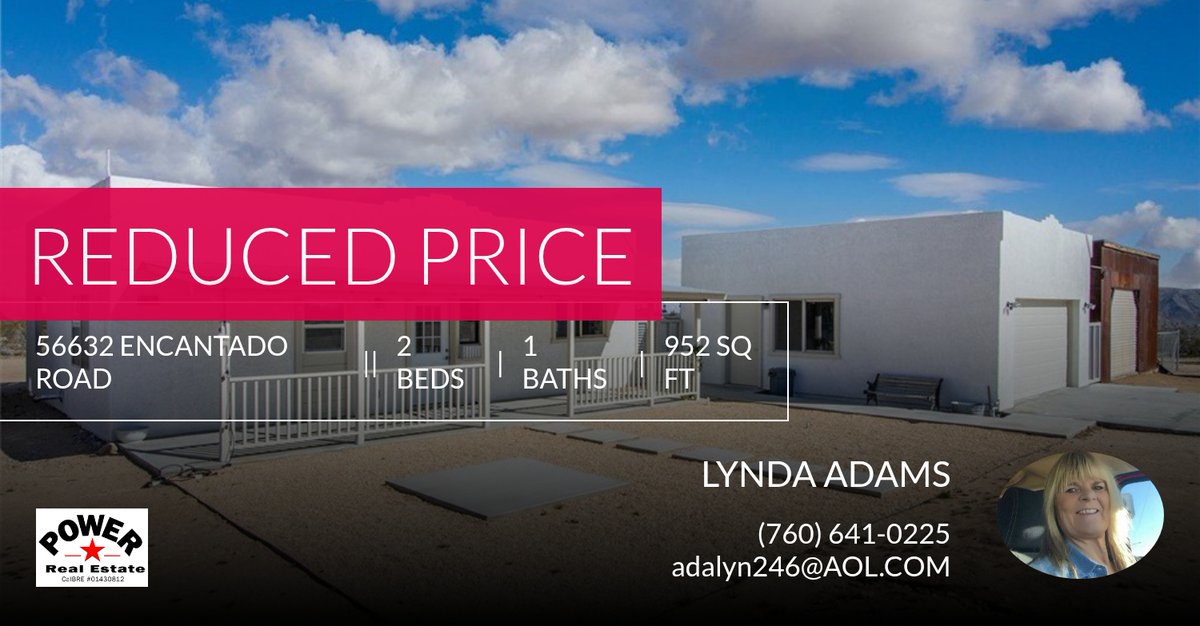LyndaAdams4's tweet photo. 📍 Reduced Price 📍 This recently reduced home at 56632 Encantado Road in Landers won't last long, so, don't wait to set up a showing! Reach out here or at (760) 641-0225 for more information!

Lynda Adams https://t.co/3UAIvUKdiv https://t.co/2V2FoQjgR8