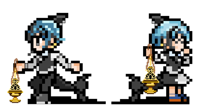 モーゲンさん（<a href="/Morgen_Vtuber/">モーゲン※男です</a>）をドット絵化してみました。
服装と髪がね…大変でした。

#レイ子展