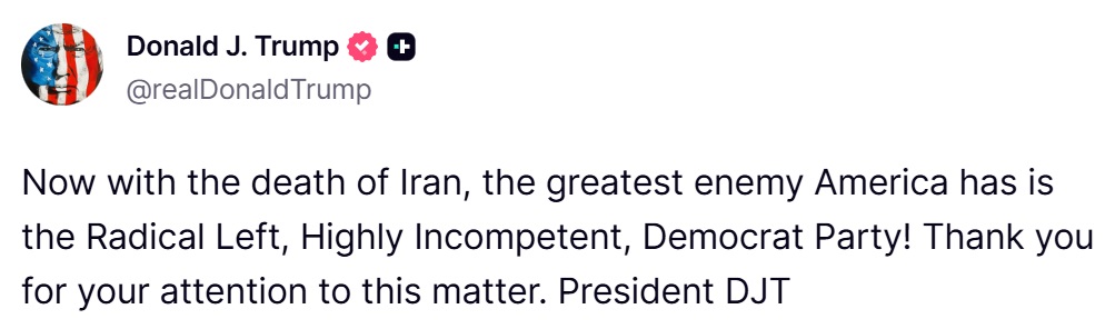 Commentary Donald J. Trump Posts From Truth Social tweet media