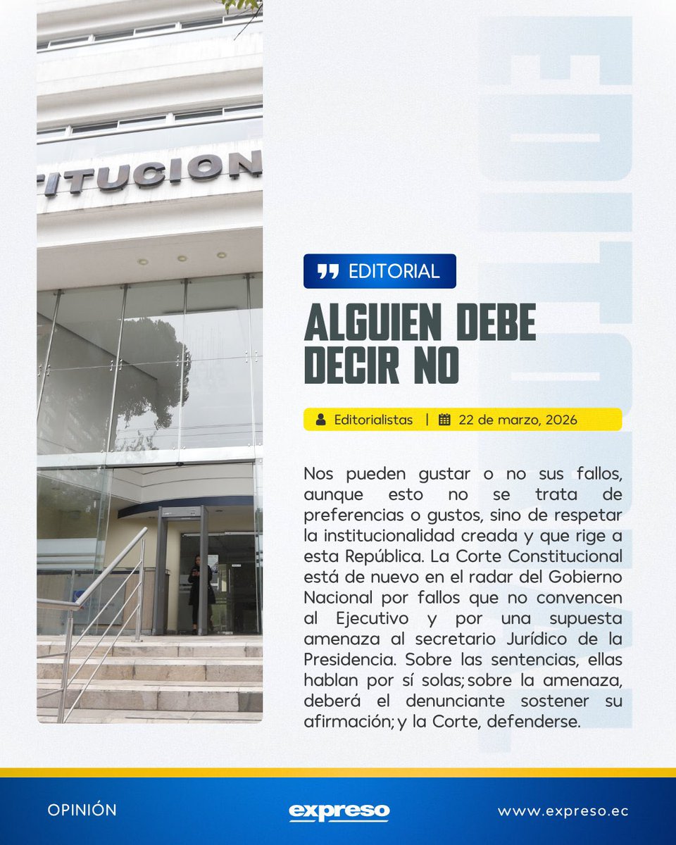 En tiempos donde sobran funcionarios que se arrodillan ante el poder de turno, la Corte Constitucional del Ecuador queda como el último bastión real de democracia e institucionalidad en Ecuador.

Por eso la atacan por todo: por lo que dice, por lo que no dice y hasta por lo que