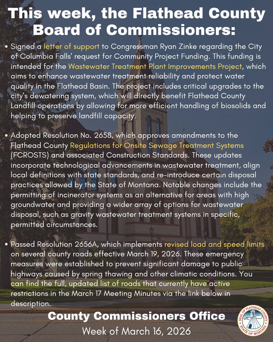 MtFlathead's tweet image. Track the latest developments and discussions that are shaping our community. Simply head to our link at flathead.mt.gov/department-dir… to access the current minutes and immerse yourself in the pulse of our county.
 
#flathead #flatheadvalley #CommunityUpdates #CountyNews