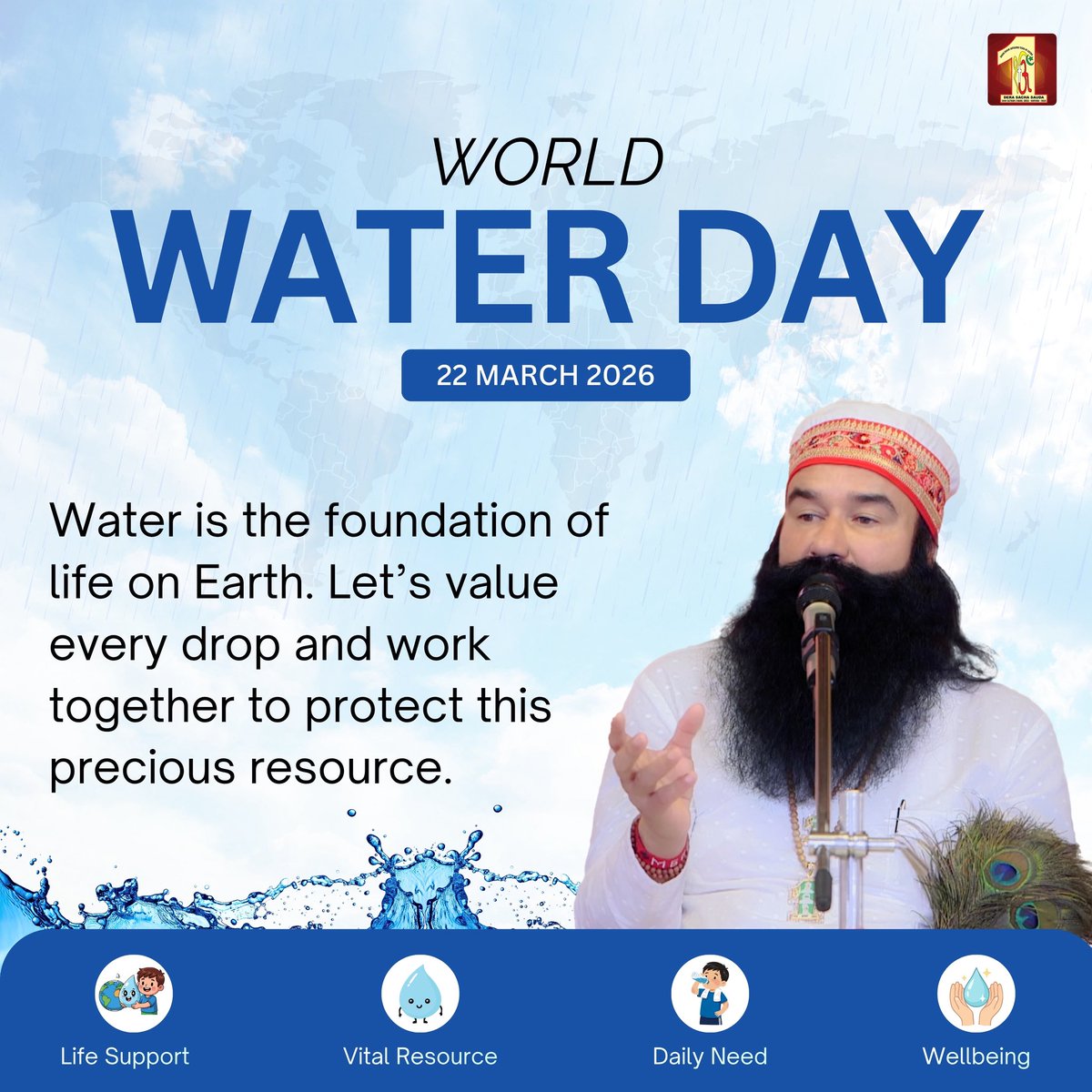 SukhV42365's tweet image. Water is essential for every thing in the world, humans, animals, crops etc. Without which no one can survive. Saint Gurmeet Ram Rahim Ji says that every drop of water is precious, therefore he says to use water in moderation.#SaveWater
#WaterisLife
#FutureisNow