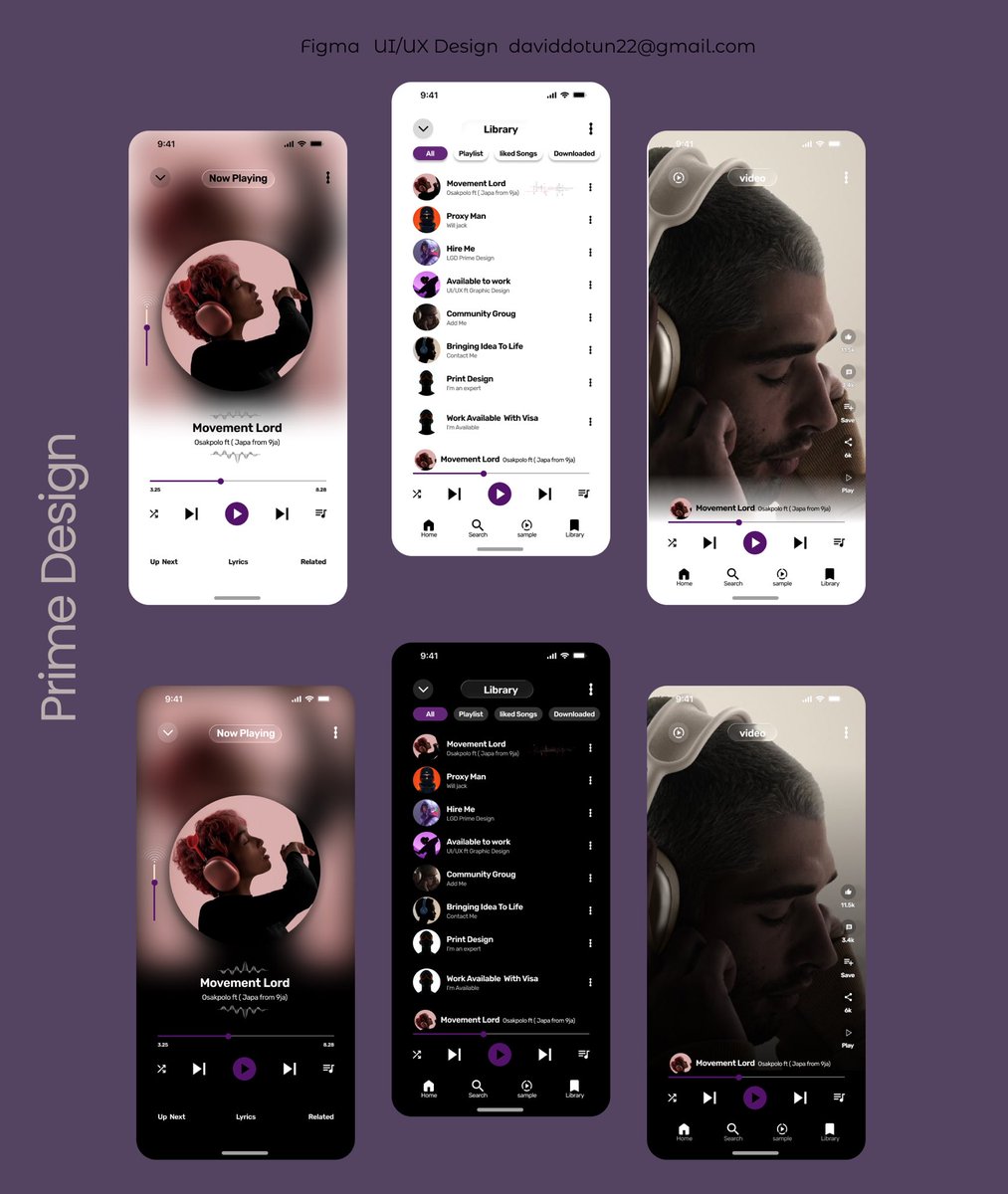 Kvng_primee's tweet image. 🎧 Music Player

A modern music player interface focused on simplicity, clear playback controls, and an immersive listening experience.

Inspired by platforms like YouTube Music, while exploring my own visual direction.

Designed using Figma.

#uiux #DailyUi #MusicPlayer #Figma