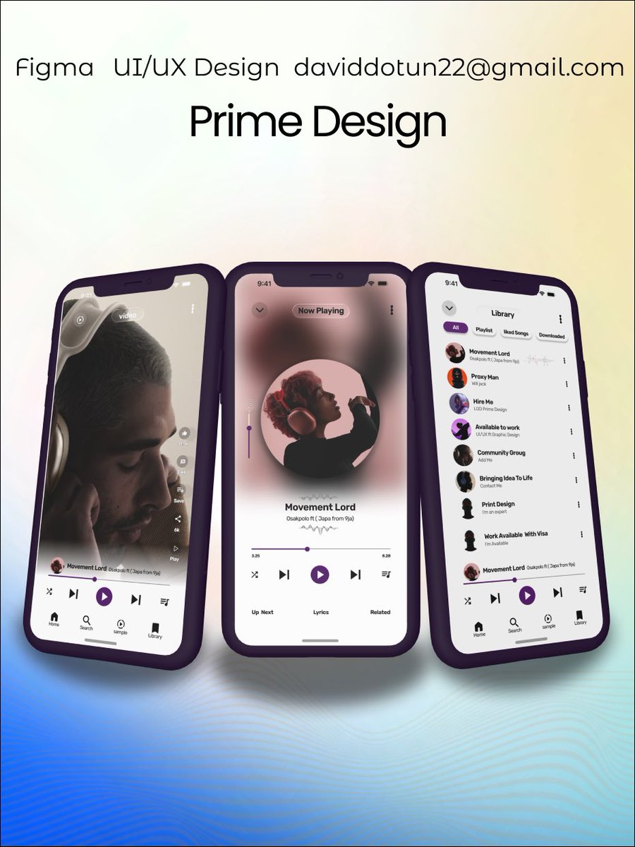 Kvng_primee's tweet image. 🎧 Music Player

A modern music player interface focused on simplicity, clear playback controls, and an immersive listening experience.

Inspired by platforms like YouTube Music, while exploring my own visual direction.

Designed using Figma.

#uiux #DailyUi #MusicPlayer #Figma