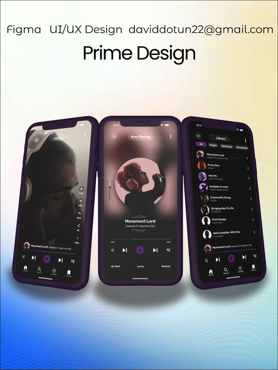 Kvng_primee's tweet image. 🎧 Music Player

A modern music player interface focused on simplicity, clear playback controls, and an immersive listening experience.

Inspired by platforms like YouTube Music, while exploring my own visual direction.

Designed using Figma.

#uiux #DailyUi #MusicPlayer #Figma