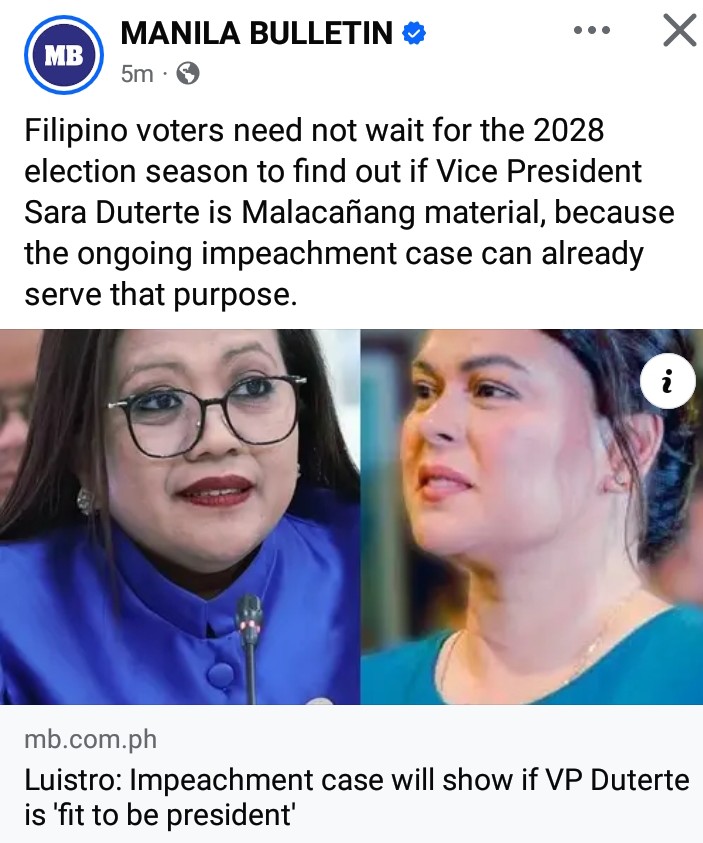 Dear <a href="/HouseofRepsPH/">House of Representatives of the Philippines</a> Cong Lusitro,

It is not your mandate to determine if a candidate is fit to be president. IT IS THE SOLE DUTY OF COMELEC. 

Alam din ng taumbayan na ang impeachment ay politikal. At iyan na nga, bumida ka na. Lalong lumiwanag kung ano ang pakay nyo sa VP.