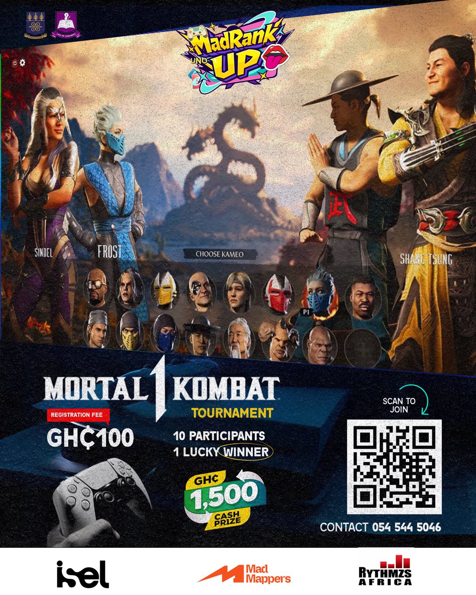 Get ready to level up! 🚀 
MadRank Up is bringing the heat with epic tournaments and vibes! 🎮🏆 
Mortal Kombat, Call of Duty, FIFA, Ampe, and more live at Jean Nelson Hall on March 28! 🔥 
Scan the QR codes to join or use madrankup.com  and win BIG!💰