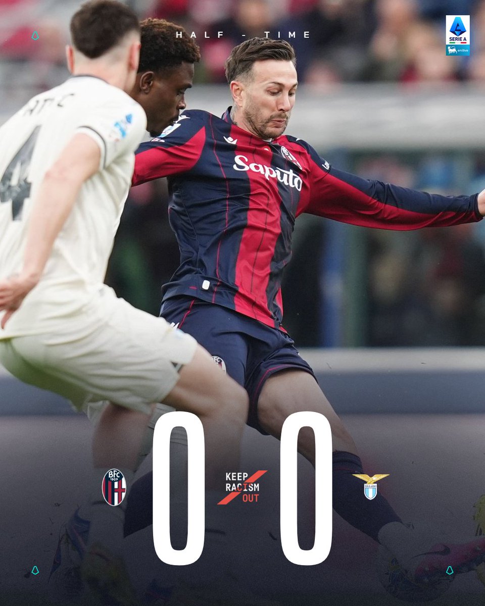 SerieA's tweet photo. Primo tempo bloccato a Bologna.🔒
#BolognaLazio #KeepRacismOUT https://t.co/xlqBP7VlK6