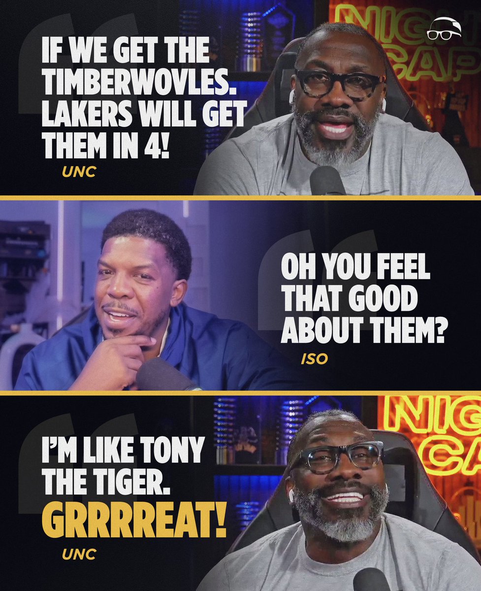 NightcapShow_'s tweet photo. The Lakers got Unc feeling like he’s Tony the Tiger. GRRRREAT!  😂🤣

@ShannonSharpe | @ochocinco | @TheJoeJohnson7 | #Nightcap https://t.co/cEdj7vL7fq
