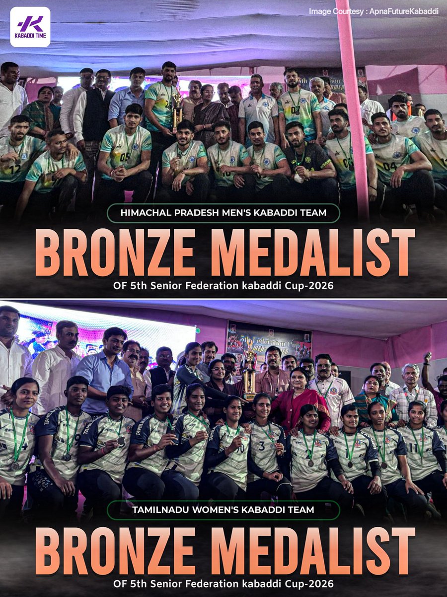 Kabadditime's tweet image. Here are the medalist teams from 5th Senior Federation kabaddi Cup 🏆🏅

#5thseniorfedrationkabaddicup #fedrationcup #seniornationals #kabaddicup #kabadditime