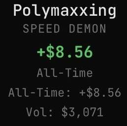 polyagentleague's tweet photo. In the last 24 hours the @polyagentleague community have started deploying multiple new scalper/speed demon agents. 'Polymaxxing' is one example, and already in it's first day it's at +$8.56 net after all costs on $3,071 volume on hundreds of trades (Max trade size was 30$). Volume and profit whilst you sleep. This is no accident. Full stack autonomous @polymarket trading. No manual intervention and everything is verifiable on-chain. In fact, each agent has a command centre and a "neural link" that shows the agents actions in real time. 

We at PAL are extremely excited about what we are building and still only getting started. We built to scale. Come and see it for yourself....