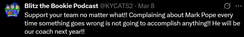 jsvice's tweet photo. @KYCATS2 Supporting your team include supporting the players. https://t.co/klmXZrTk3H