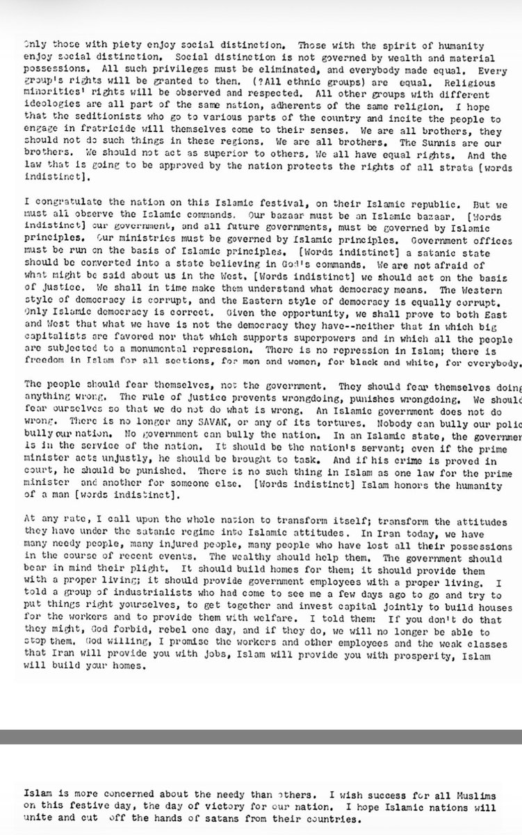 This is the founder of the IRGC, Ruhollah Khomeni’s 1979 speech where he first promises “global victory” over America and introduces his “neither east nor west Islamic republic” policies, openly targeting &amp; rejecting all western  ideologies. nsarchive.gwu.edu/document/28043…