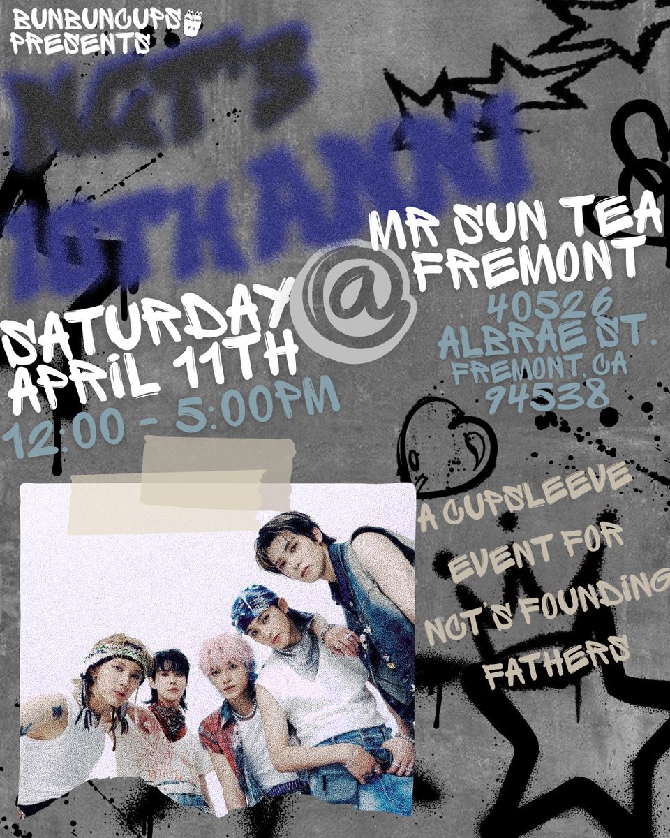 join us on April 11th to celebrate our neos ｡･:*˚:✧｡ #nct #nctu #bayarea #cupsleeve