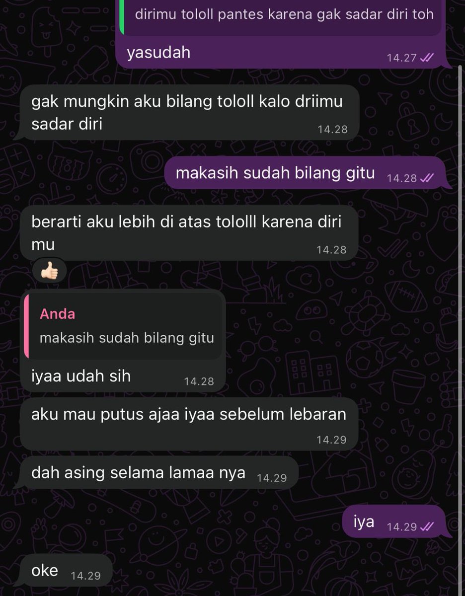 kadang cwe juga MAAF beneran “tolol” maaf banget maaf IZIN 🙏🏼 MESKI GAK SEMUA, cwe ini curhat krna cwonya (temenku) itu suka ngomong kasar, udh ku kasih solusi bahkan nyuruh ninggalin, endingnya kalian udah bisa nebak sendiri 🥱 tiap minta solusi masalahnya pun selalu sama 😑