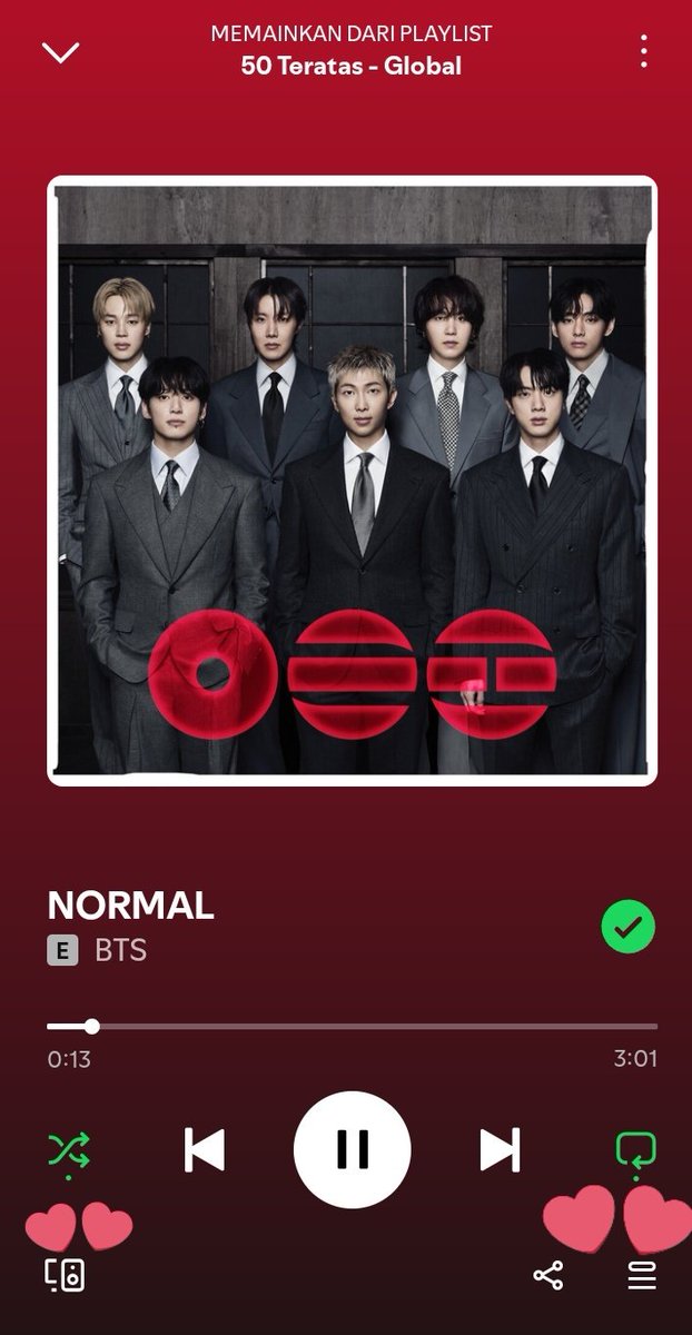 INDOMYSPOTIFY's tweet photo. Dear ARMY, kita punya "playlist spesial" made by Spo  yang berlaku 24 jam hingga chart terbit lagi besok malam dan minim filtering.
Yang punya akun Prem di apk Spo, manfaatkan playlist ini.
Jangan lupa non aktifkan autoplay + sembunyikan lagu non BTS.
Kalian bisa punya long playlist dgn menyalakan loop playlist ataupun shuffle biasa. Sistem  Spo akan memutar playlist seputar 14 lagu #BTS_ARİRANG saja.

INGAT: Cara ini hanya berlaku untuk akun Prem by apk Spo di HP .
Have fun with streaming, ARMY.
https://t.co/Yd3XyRAyr4.