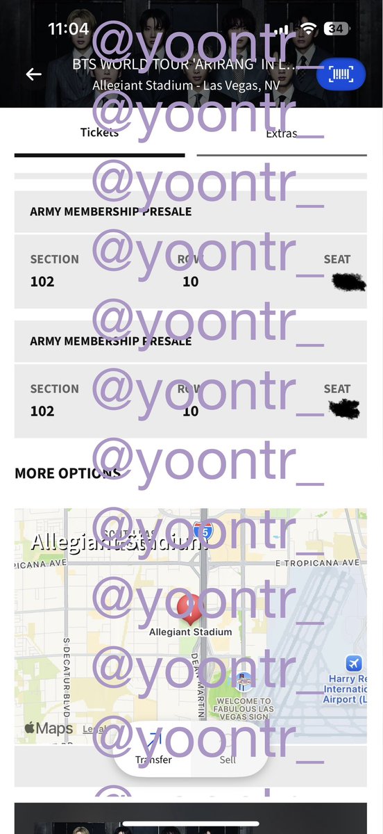 yoontr_'s tweet photo. [WTS]  2 Tix Sun 5/24 BTS Las Vegas D2
Section 102, Row 10 (it’s actually row 1)
(Two friends can’t make it anymore) 
Selling for FV $515.36

-Paypal G&amp;S
-willing to ft
-DM if interested 
#875ticketsale @875tickets #BTS_WORLDTOUR #BTS_ARIRANG #BTS_WORLDTOUR_LASVEGAS https://t.co/rfjJD03XjQ