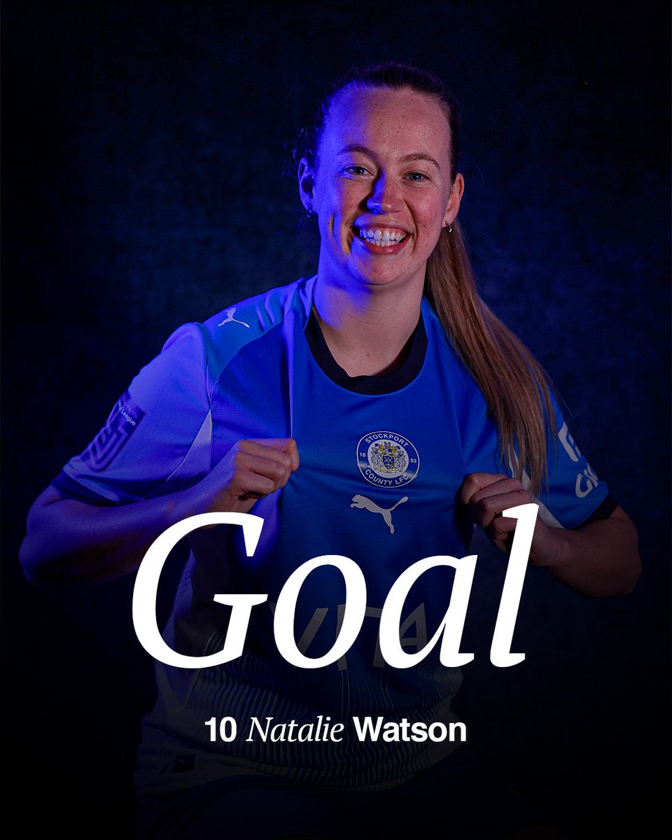 SCLadiesFC's tweet image. GOALLL!! NAT WATSONNNNN 🚀

A ball is played into Nat - she gets it under control, looks towards goal and sets a rocket flying into the bottom left corner. 

🔵1-0🔴 [69’]

#StockportCounty #uth