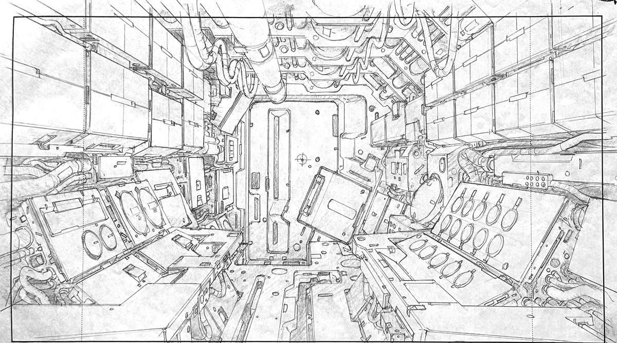 Production art from Ghost in the Shell and Innocence, on display at the GITS exhibition in Tokyo.