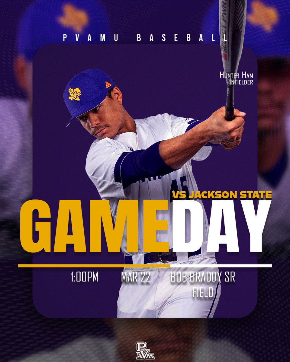 PVAMUPanthers's tweet image. PVAMUBSB: BASEBALL GAMEDAY 

The Panthers are set to take on JSU for the final day of the three game series.

📍 Braddy Field – Jackson, Miss.
🕕 First Pitch: 1:00 PM

🎥 Watch Live: bit.ly/4rOKxCR
📊 Live Stats: bit.ly/4bYNv2R 

#PVAMU #SWACBaseball #Gameday
