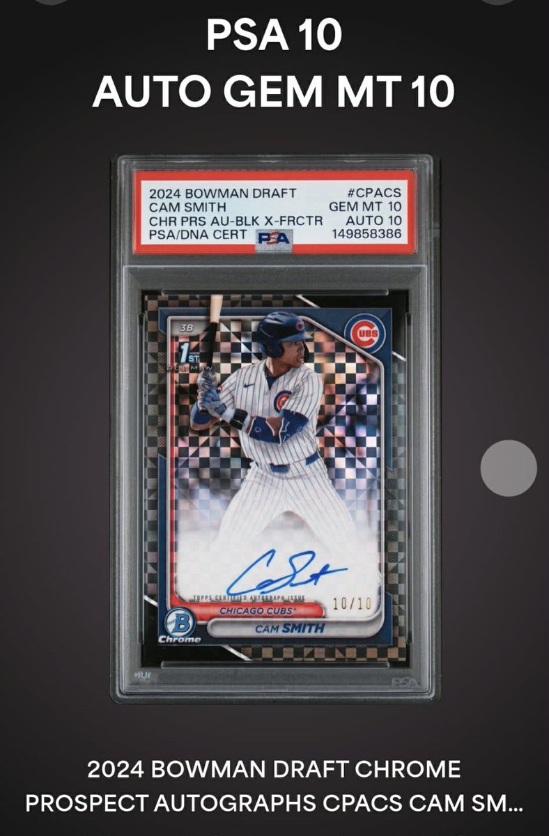 CrushCityFlex's tweet photo. Grade reveal day was Gloriousssssss, Double 10โs ๐ FTW @PSAcard @CardPurchaser #CamSmith #BowmanChrome #DoubleGem https://t.co/AAB2NHu7Cj