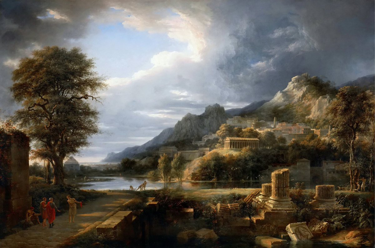 ByzantinePhilo's tweet photo. Two of my favorite works depicting this scenario. By Hubert Robert (shows Rome) and Pierre-Henri de Valenciennes (shows Agrigento). https://t.co/RQIT0uQ7GK