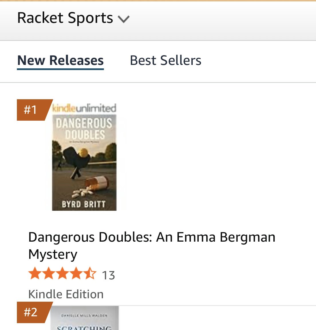 byrdbritt's tweet photo. So excited - my book Dangerous Doubles has risen to number 1 on the Amazon new releases in racquet sports. It's a cozy mystery that surrounds a local pickleball community. 
#CozyMystery  #pickleballcommunity #writerslife #AuthorsOfTwitter #writerslift https://t.co/ZGpckdr0BL