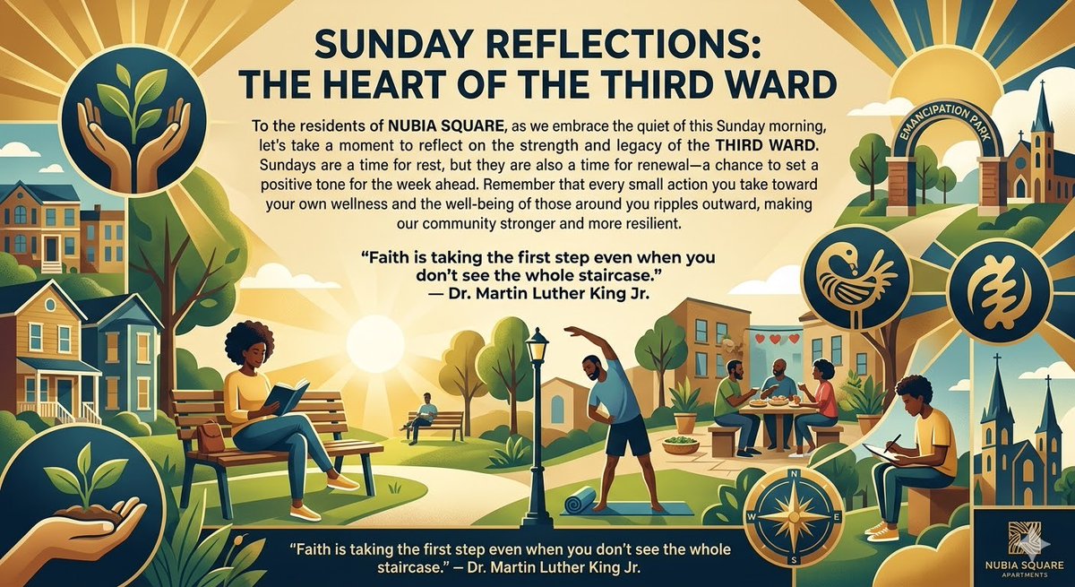 NubiaSquareApts's tweet image. A huge thank you to everyone who has been showing up for our recent community health and wellness initiatives. Your energy makes this "square" a true sanctuary. Wishing everyone a peaceful and restorative Sunday! 🌿💪
#NubiaSquareStrong #ThirdWardHouston #SundayReflections...