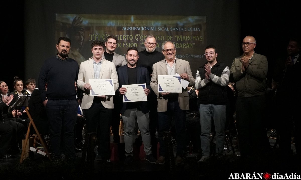 Ae7d's tweet photo. 🎶🏆🎼 Adrián Hurtado gana el III Concurso de Marchas Pasionarias 'Villa de Abarán' con 'Lágrimas Negras'. Segundo premio para 'Reverencia' (Alfonso Moreno) y tercero para 'Hijo mío' (Jesús Torres).

🔗 Toda la información: https://t.co/hKCuCYpMdd #Abarán #Abarandiaadia https://t.co/JkxWKjkAK7