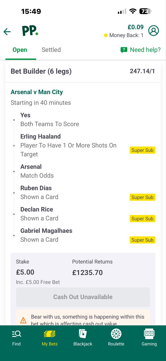 Charlie220612's tweet photo. That sucks. Put this on yesterday and already over. Waste of a free bet @paddypower https://t.co/Op9irLet7E