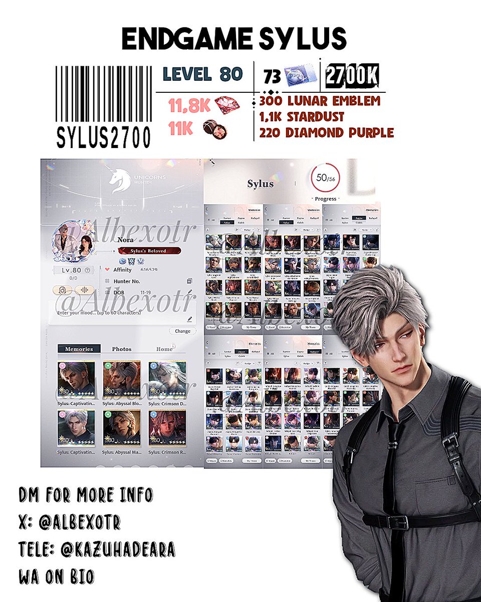 Albexotr's tweet photo. #WTS / End game Lads account / Sylus Focused
- 52 SSR CARDS
- 🌟LT R0 (2/2)
- 🐟 AB R1 (2/2)
- 🍐FS R2-R1 (2/2)
- 🐦‍⬛CA R3 (2/2), AS R1 (2/2), CR R1-R3 (2/2)
- 🍎FA R3-R0 (2/2)
- 11,8K DIAS
- 73 EMPYREAN WISH
- 300 lunar emblem
CODE: SYLUS2700
💸= 2.700K | NEGO ✅
DETAIL⬇️ https://t.co/zo8GRoPKsf