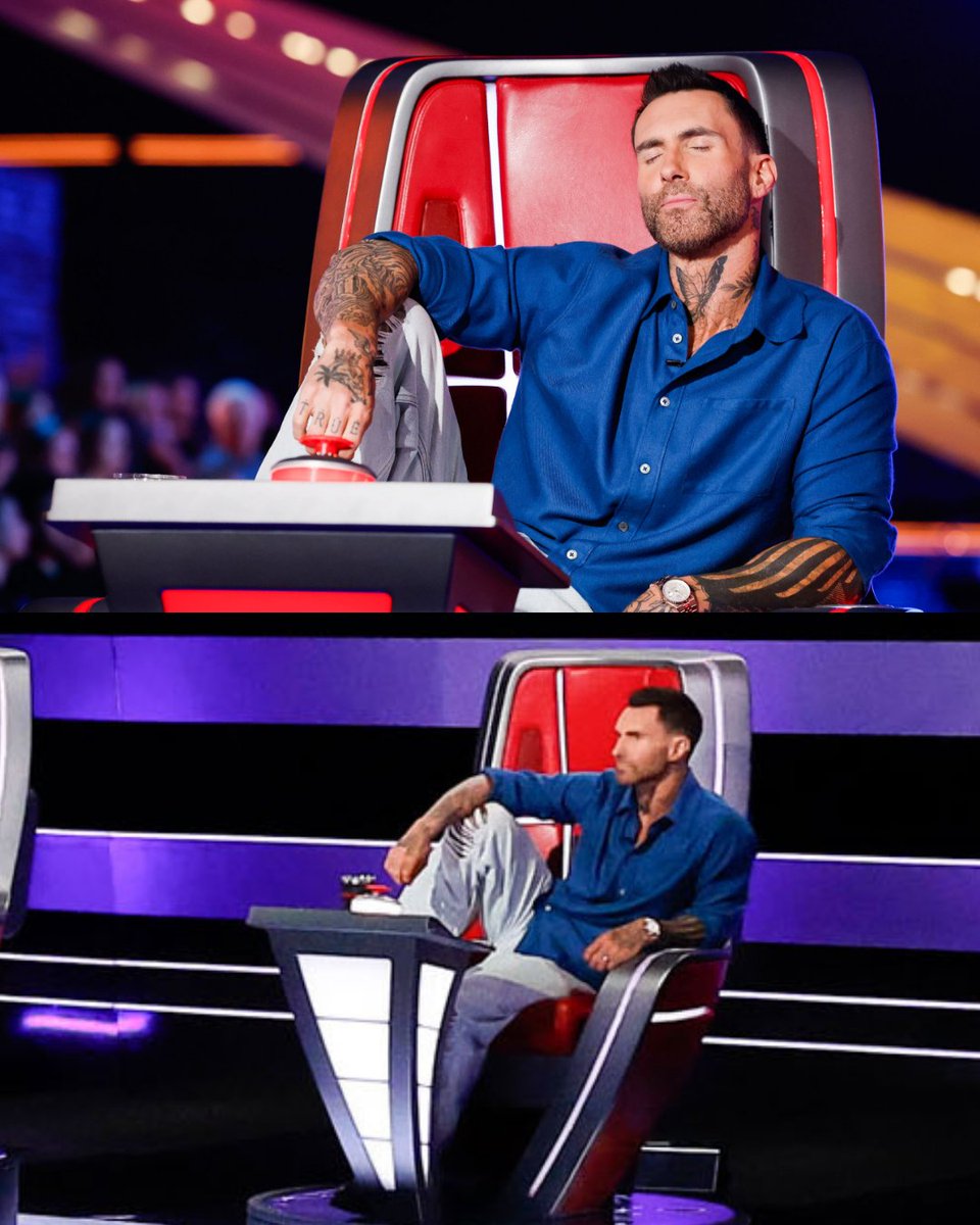 NBCTheVoice's tweet image. The way Adam Levine sits in his Coach chair should be studied. #TheVoice | Mondays on @NBC and streaming on Peacock
