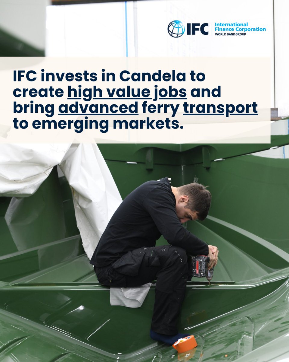 IFC_org's tweet image. Innovation matters for the future of transport. IFC’s investment in Candela Technology AB supports advanced electric hydrofoil vessels and scales breakthrough maritime tech, while strengthening clean-tech manufacturing in #Poland. wrld.bg/oCZ350Yxh8B
 #WorldWaterDay