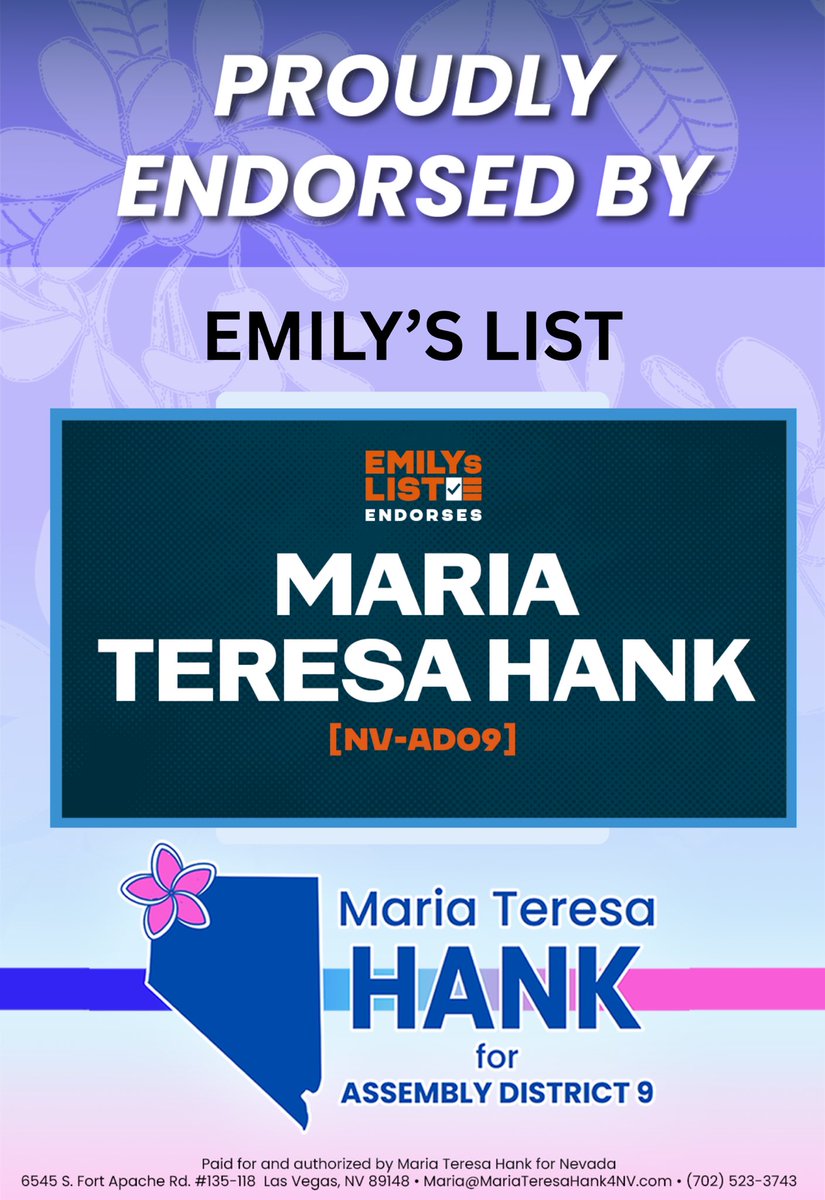 mariafornevada's tweet photo. Momentum is building in our race for #AD9, and I’m proud of the coalition we’re growing together. I’m honored to be endorsed by my own union, the Transport Workers Union — the same union I’ve been a proud member of for 36 years — along with CWA Local 9413, where I’ve built a strong, long-standing legislative relationship, and EMILY’s List, a national organization dedicated to electing pro-choice Democratic women. I’m excited to have so much support in this race.
Let’s keep it going! 💪
#MTH4NV #AD9