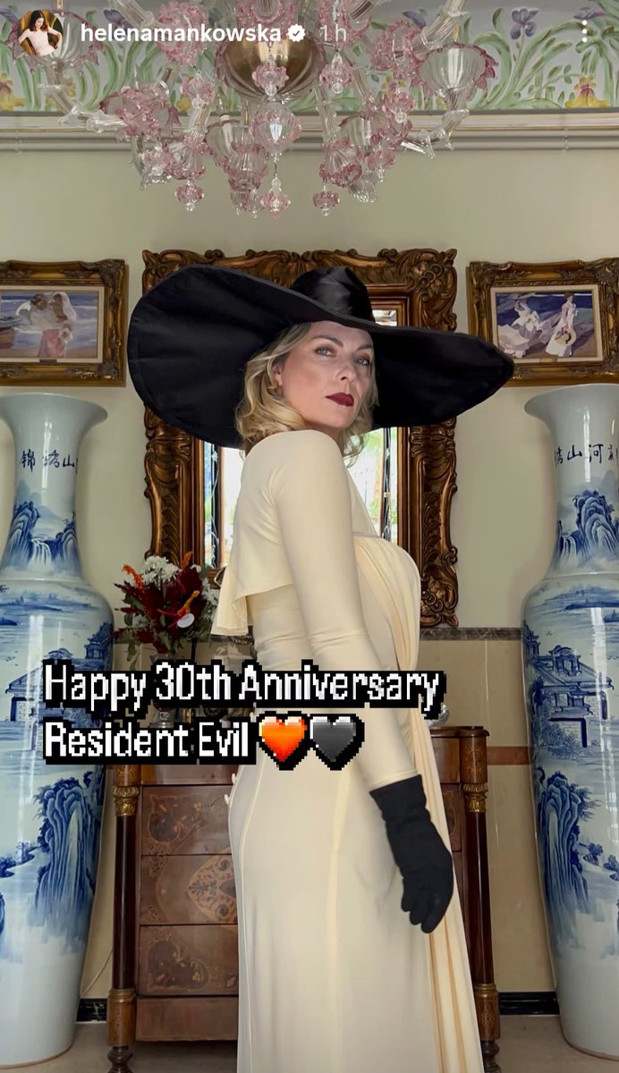 kathyanhy's tweet photo. Helena Mańkowska, the stunning face model for Lady Dimitrescu in Resident Evil Village, cosplaying as our Lady Dimi���� 

#ResidentEvil #REVillage #RE30th #REBH30th https://t.co/ZYeHO6lkjp