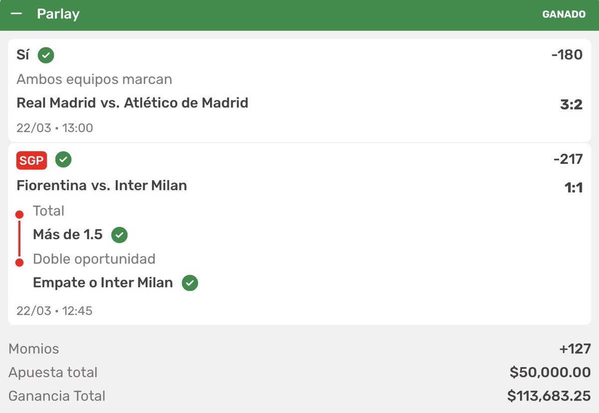 MarcoReyPicks's tweet photo. Andamos enrachados 🔥
8 ganados, 1 perdido… y no cualquiera: parlays triples, momios positivos y de todo 💰
Gracias a todos los que confían en mí, mis Reyes 👑

Dale RT y participa por una sorpresa 🚨$1,000 de bono 🚨 https://t.co/gtcDNh57sD