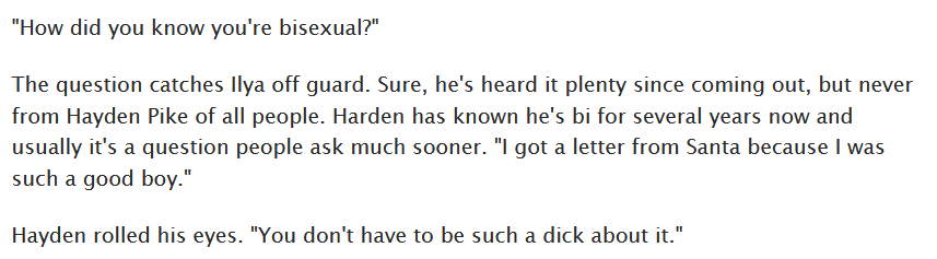 In which Hayden finds out that it's not exactly straight behavior to want to be fucked by Ilya Rozanov.
archiveofourown.org/works/81682006