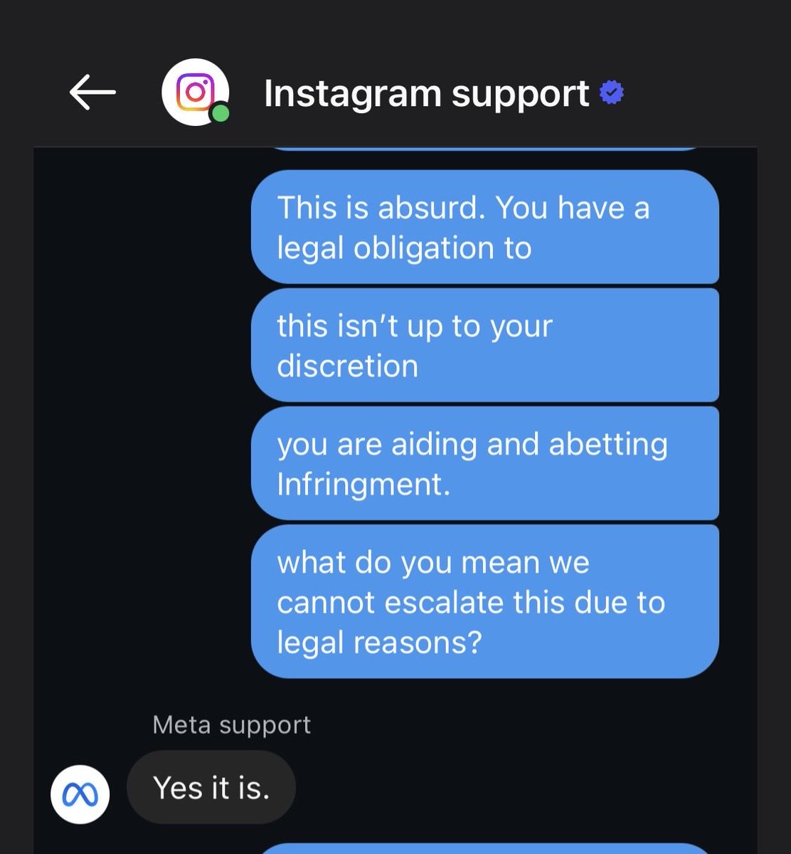 sparklingruby's tweet photo. Meta believes it is up to their discretion to strip your property rights. @joel_kaplan still silent despite hundreds of emails and notices to Meta. https://t.co/xaT7AevNZX