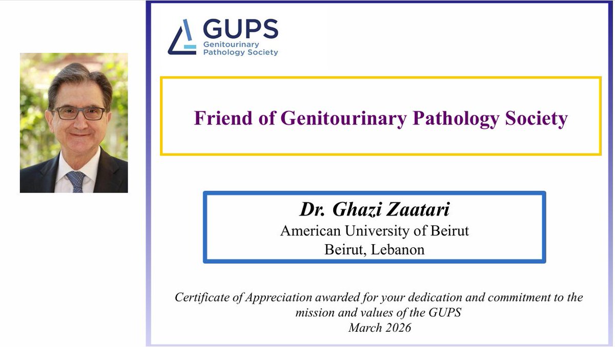 GU_Path_Society's tweet photo. Thanking friends of Genitourinary Pathology Society #USCAP2026 
Dr. Ghazi Zaatari
Dr. Hala Kfoury 
Dr. Reza Alaghehbandan 
Dr. Samson Fine @rovingatuscap 
Dr. Anil Parwani @Aparwani_dpath https://t.co/ule7mP60qz