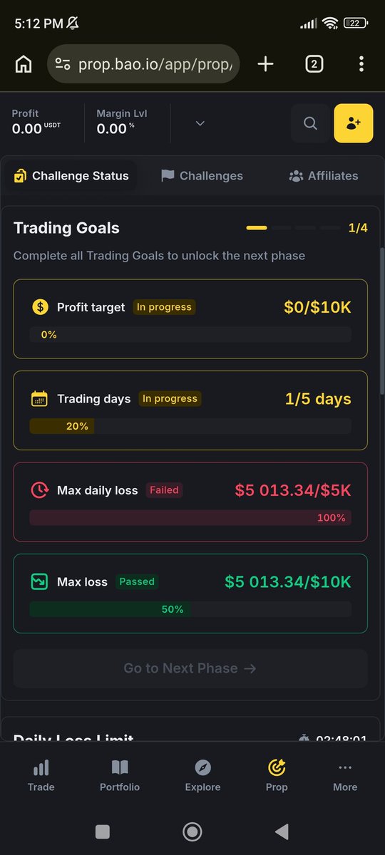 mujtabak123's tweet photo. @baomarkets Hi , so I lost 5k the daily loss limit but I still have the max loss of 5k remaining can I trade again the next trading day or do I have to get a new trading account 
Thank you https://t.co/UY5gRP48eN