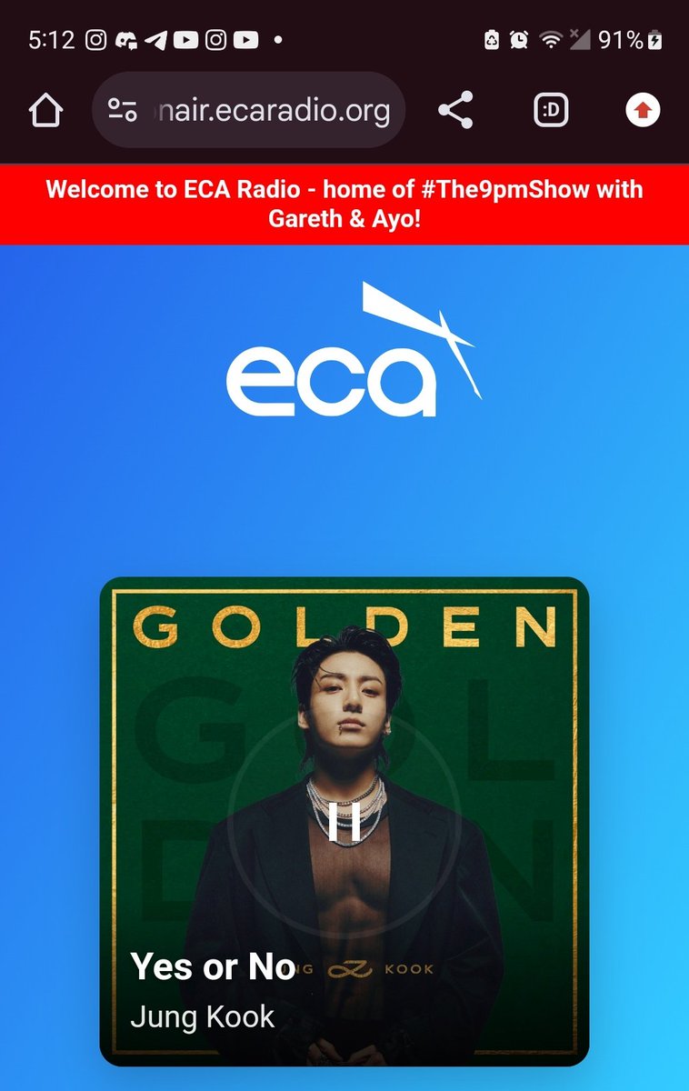 _TK_Supporter's tweet photo. @The9pmShow @ECARadio @GarethBayard Thank you for playing #YesOrNo by #JUNGKOOK on @ECARadio w/DJ @GarethBayard & AYO @NaijaBird on the #The9pmShow #ECARadio
ππ
#TaeCrew π― #Jungkookies πͺ
#TKRadio #taekookies
#BTSComebackWeek https://t.co/eWQMbuiysa