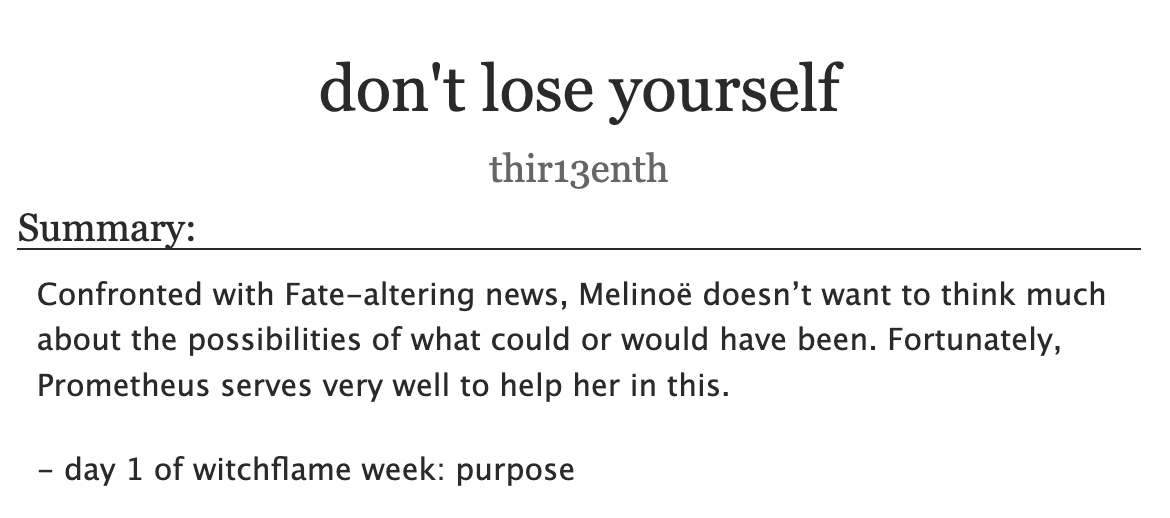 napsbeforesleep's tweet photo. do not think of the song. (you know the one.) written for #witchflameweek day 1. https://t.co/7MPjVBmnwI