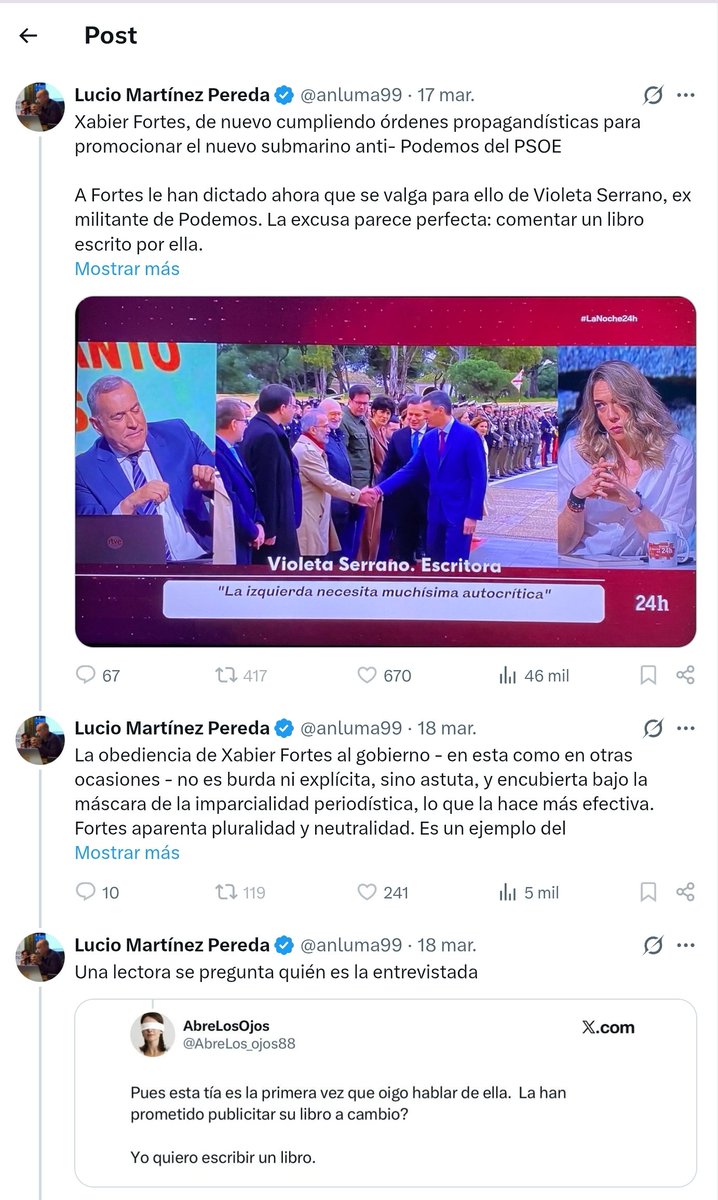 Hatshepsut3110's tweet photo. La actitud de Xabier Fortes es tan deplorable que hasta el historiador y profesor, Lucio Martínez Pereda, que cualquiera que lo lea sabe perfectamente que no milita en Podemos, no da crédito 👇 https://t.co/xddtKXMYIb