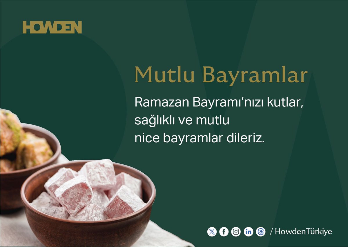 HowdenTurkey's tweet photo. Paylaşmanın, dayanışmanın ve birlikteliğin en güzel hali…
Ramazan Bayramı’nın sizlere ve sevdiklerinize sağlık, huzur ve mutluluk getirmesini dileriz.
İyi Bayramlar🍬🍬🍬
#Howden #HowdenTürkiye #Ramadan #RamazanBayramı https://t.co/RqaVvcdB8f