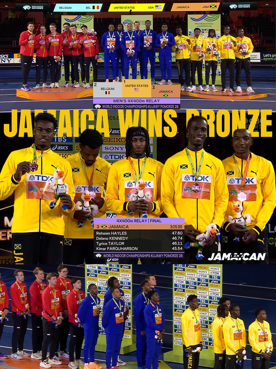 🇯🇲 BRONZE for JAMAICA Men's 4x400m TEAM 🥉 at the World Indoor Championships!!