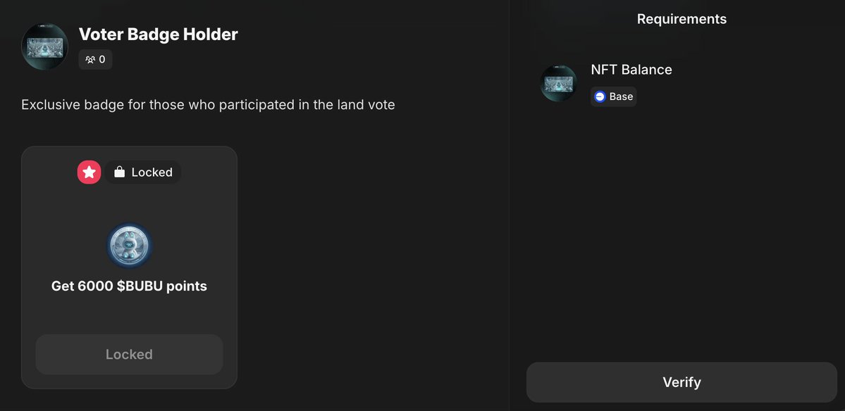 ₍ᐢ. .ᐢ₎ Voter Badge distribution completed

Now holders can claim points  

The link to the quests is in the bio  👀