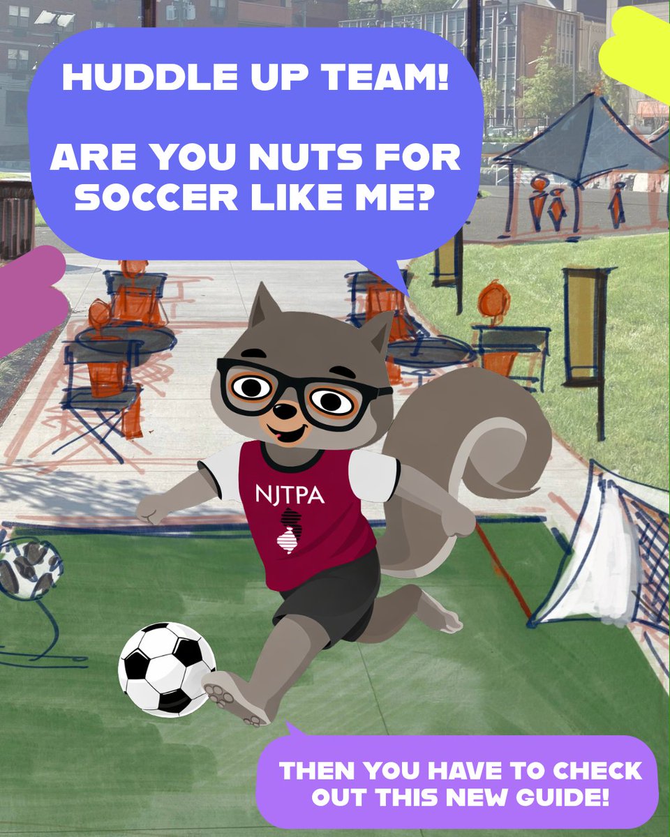 NJTPA's tweet image. Sammy the Squirrel and the NJTPA want YOU on their team when the World’s Game kicks off! 🌞⚽️
Learn how your community can be part of the soccer celebrations: njtpa.org/blog/kick-off-…
#FromStreetsToStadiums #placemaking #soccer #community #metlife